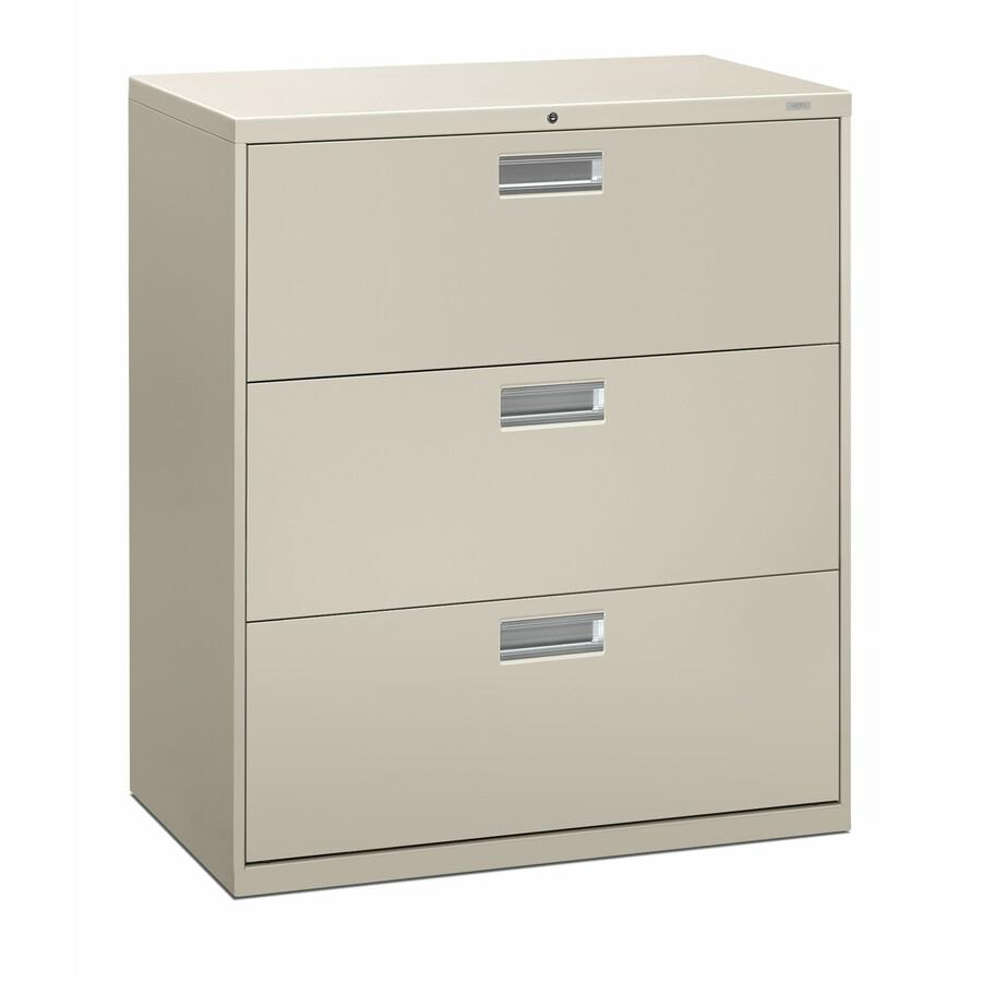 HON Brigade 600 H683 Lateral File - 36" x 18"40.9" - 3 Drawer(s) - Finish: Light Gray. Picture 2