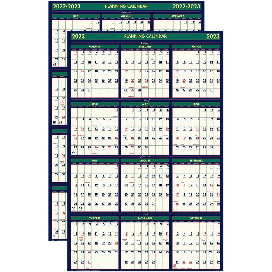 House of Doolittle Eco-friendly 18 Month Laminated Wall Calendar - Julian Dates - Weekly, Daily, Yearly - 18 Month - January 2022, July 2023 till December 2023, June 2023 - 24" x 37" Sheet Size - 1" x. Picture 2