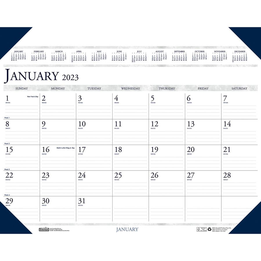 House of Doolittle Eco-friendly Executive Calendar Desk Pad - Julian Dates - Monthly - 1 Year - January 2024 - December 2024 - 1 Month Single Page Layout - 24" x 19" Sheet Size - 2.38" x 3.38" Block -. Picture 2