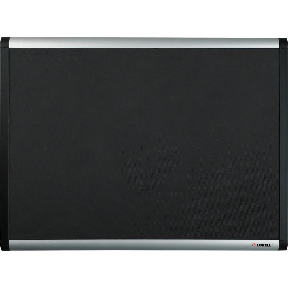 Lorell Black Mesh Fabric Covered Bulletin Boards - 36" Height x 48" Width - Fabric Surface - Black Anodized Aluminum Frame - 1 Each. Picture 3