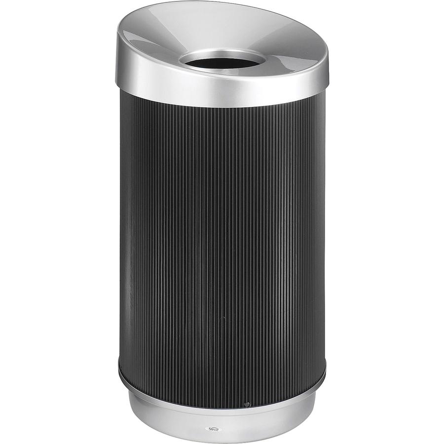 Safco At-Your-Disposal Vertex Waste Receptacle - 38 gal Capacity - Round - 38" Height x 36" Width x 20" Depth x 20" Diameter - Plastic - Black, Silver - 1 Each. Picture 3