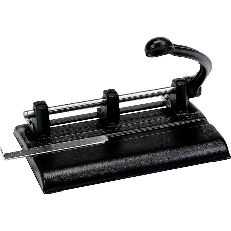 Master Products Power Handle 2/3-hole Paper Punch - 3 Punch Head(s) - 40 Sheet of 20lb Paper - 13/32" Punch Size - 10.9" x 7.5" x 11.1" - Black. Picture 3
