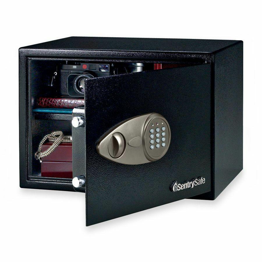 Sentry Safe Security Safe with Electronic Lock - 1.20 ft³ - Electronic, Key Lock - 2 Live-locking Bolt(s) - Internal Size 10.50" x 16.75" x 12.63" - Overall Size 10.6" x 17" x 14.8" - Black - Steel. Picture 2