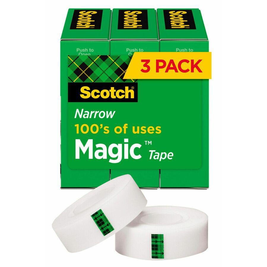 Scotch 1/2"W Magic Tape - 36 yd Length x 0.50" Width - 1" Core - For Mending, Splicing - 3 / Pack - Matte - Clear. Picture 3