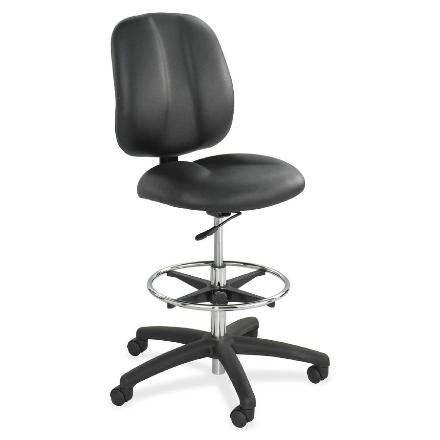 Safco Apprentice II Extended Height Armless Drafting Chair - Black Vinyl Seat - Vinyl Back - 5-star Base - Black - 1 Each. Picture 2