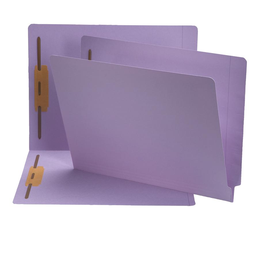 Smead Straight Tab Cut Letter Recycled Fastener Folder - 8 1/2" x 11" - 2 x 2B Fastener(s) - 2" Fastener Capacity - Lavender - 10% Recycled - 50 / Box. Picture 2