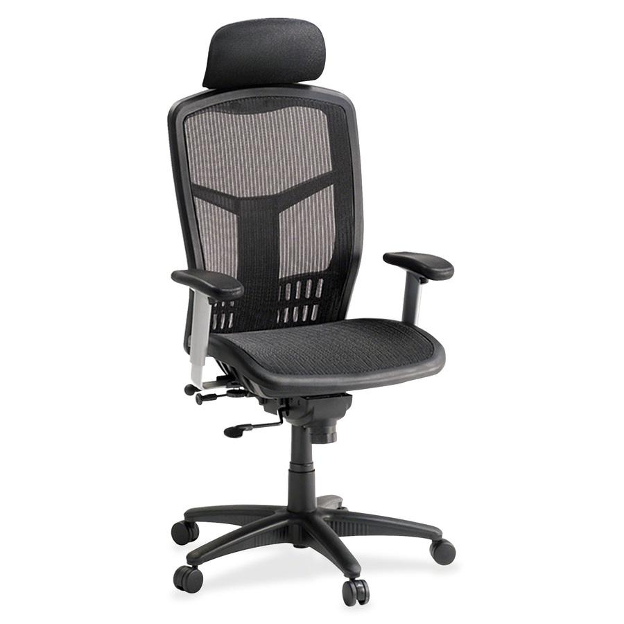 Lorell ErgoMesh Series High-Back Mesh Chair - Black Mesh Seat - Mesh Back - Plastic, Steel Frame - Black - 1 Each. Picture 5