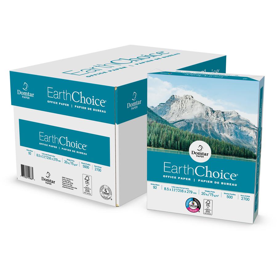 EarthChoice Office Paper - White - Letter - 8 1/2" x 11" - 20 lb Basis Weight - 5000 / Carton - White. Picture 2
