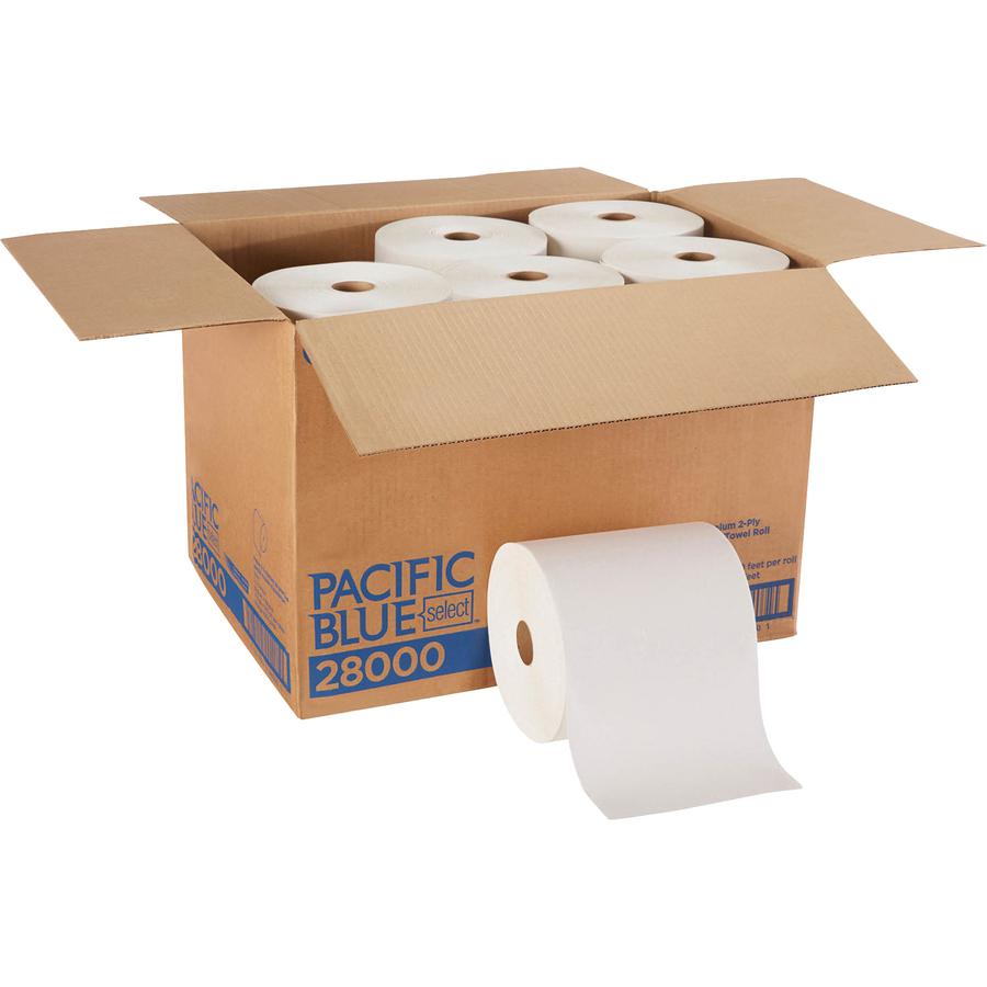 Pacific Blue Select Premium Paper Towel Roll - 2 Ply - 7.87" x 350 ft - White - Paper - Nonperforated, Absorbent, Soft - For Washroom - 12 / Carton. Picture 3