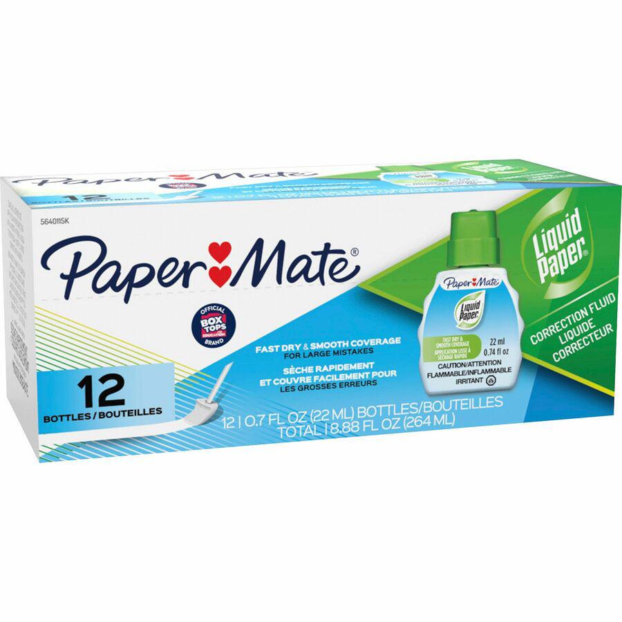 Paper Mate Liquid Paper Fast Dry Correction Fluid - Foam 22 mL - White - Fast-drying, Spill Resistant - 1 Dozen. Picture 2