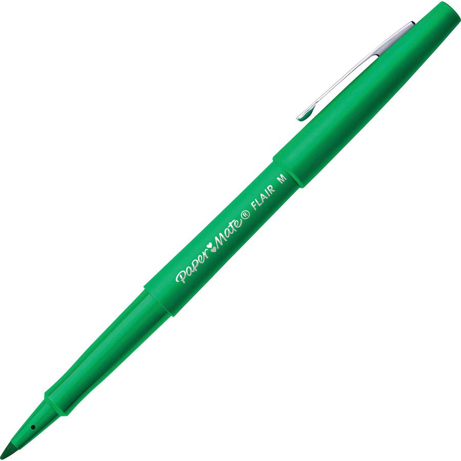 Paper Mate Flair Point Guard Felt Tip Marker Pens - Medium Pen Point - Green Water Based Ink - 1 Dozen. Picture 2