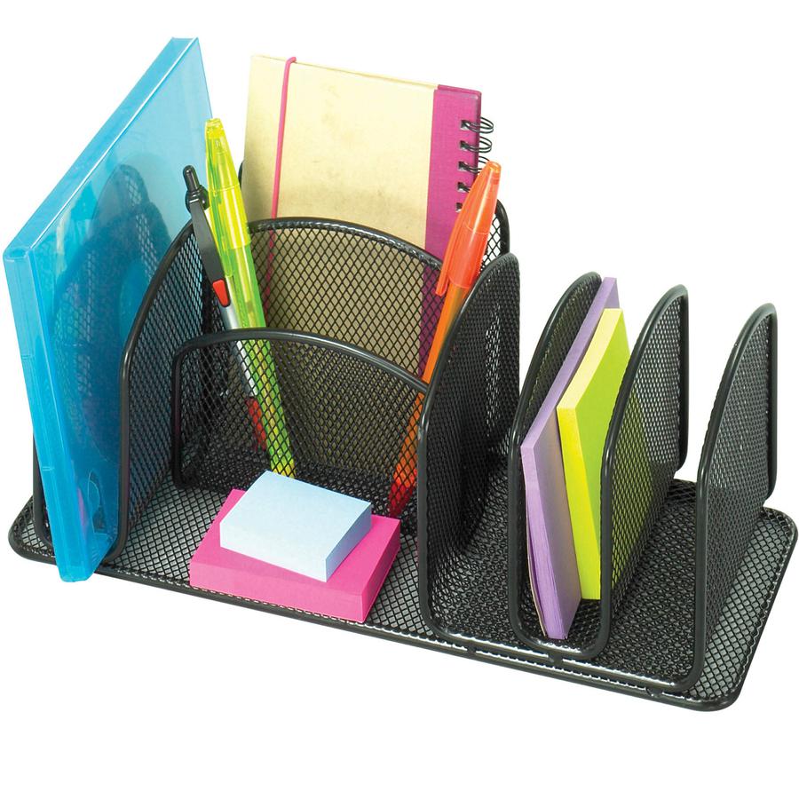 Safco Onyx Deluxe Desktop Organizer - 12.6" Height x 4.3" Width x 4.3" Depth - Powder Coated - Black - Steel - 1 Each. Picture 2