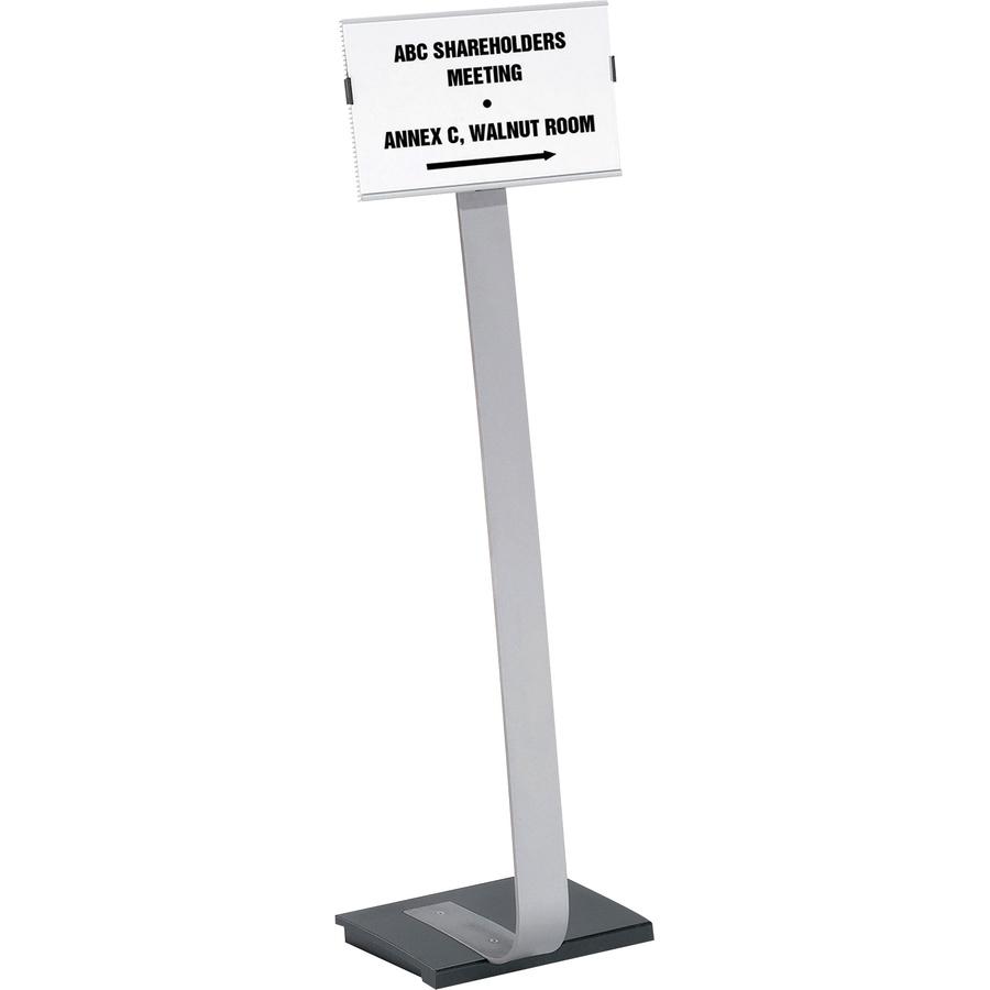 DURABLE&reg; INFO SIGN Letter Floor Stand - 8.5" x 11" Sign - 40.5" - 46.5" Height - Rectangular Shape - Acrylic, Stainless Steel - Updateable - Silver - 1 Pack. Picture 4