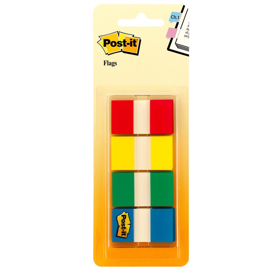 Post-it&reg; Flags - 40 x Red, 40 x Yellow, 40 x Blue, 40 x Green - 1" x 1 3/4" - Rectangle - Unruled - Red, Yellow, Green, Blue, Assorted - 4 / Pack. Picture 4