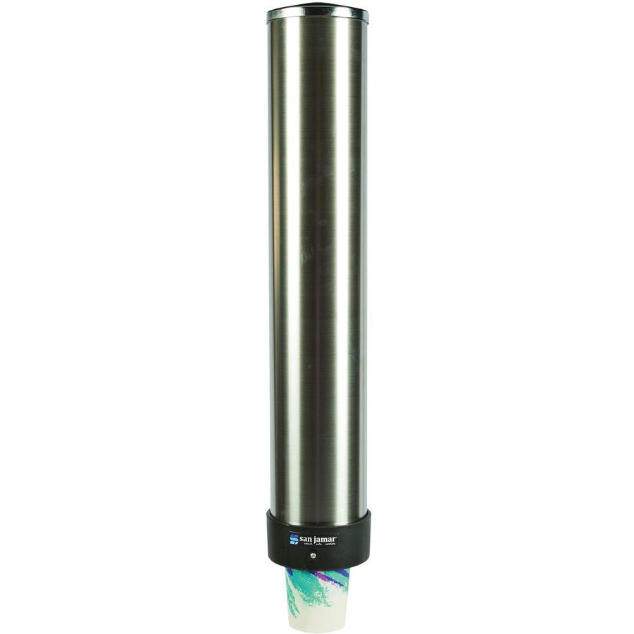 San Jamar Pull-type Beverage Cup Dispenser - 23.50" Tube - Pull Dispensing - Wall Mountable - Stainless Steel - Stainless Steel - 1 Each. Picture 2