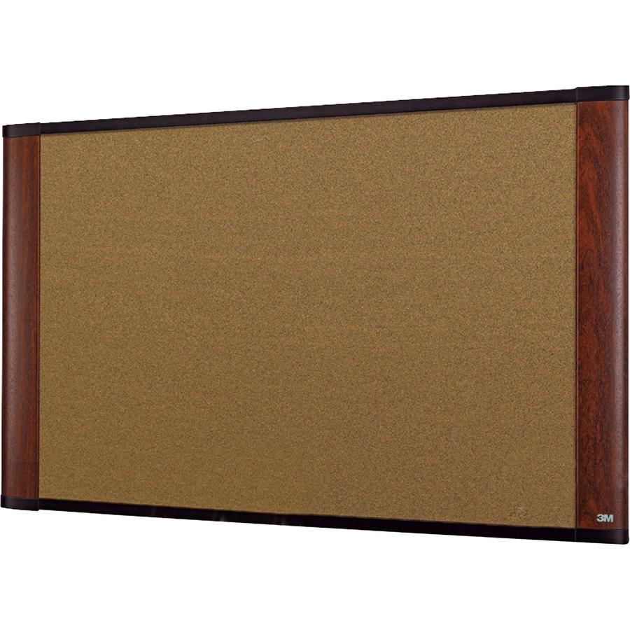 3M Bulletin Board - 48" Height x 72" Width - Brown Cork Surface - Moisture Resistant, Resist Warping - Mahogany Wood Frame - 1 Each. Picture 2