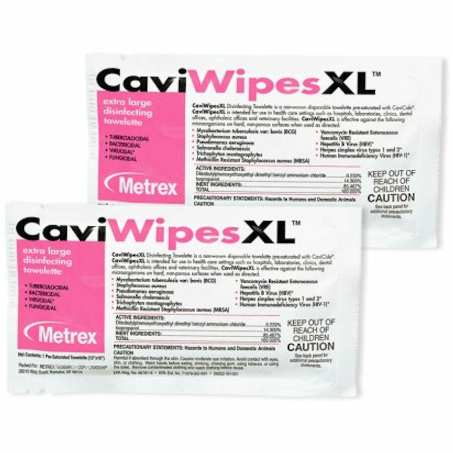 Metrex Caviwipes XL Disinfecting Towelettes - 50 / Box - Disinfectant, Bleach-free, Fragrance-free - White. Picture 2