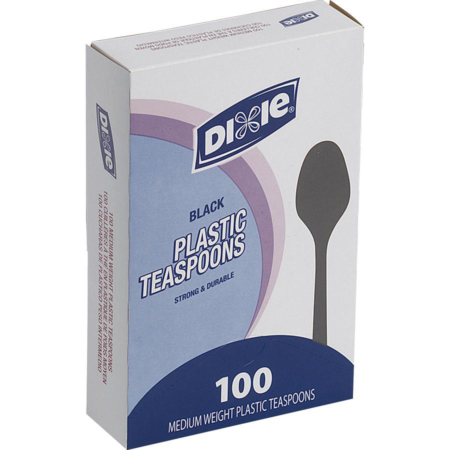 Dixie Medium-weight Disposable Teaspoon Grab-N-Go by GP Pro - 100/Box - Teaspoon - 100 x Teaspoon - Plastic, Polystyrene - Black. Picture 4