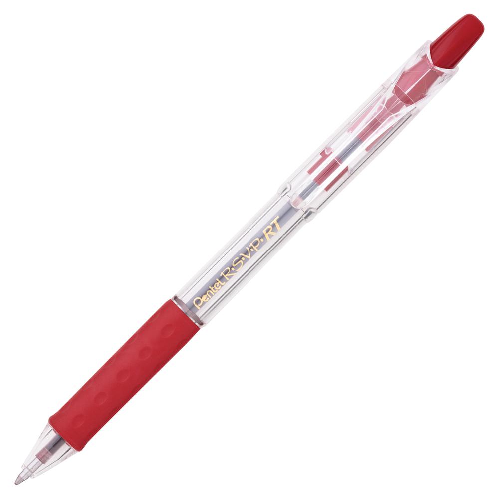 Pentel Recycled Retractable R.S.V.P. Pens - Medium Pen Point - 1 mm Pen Point Size - Refillable - Retractable - Red - Clear Barrel - Stainless Steel Tip - 1 Dozen. Picture 4