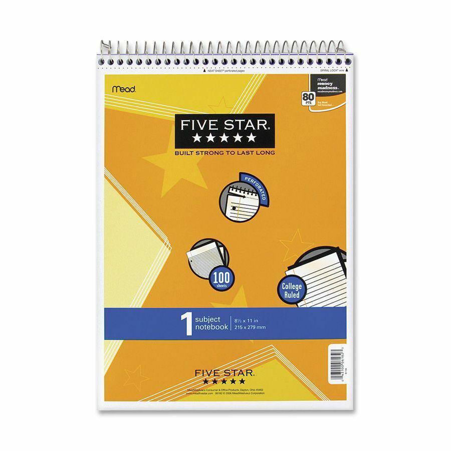 Mead 1-Subject Notepad - 100 Sheets - Wire Bound - 8 1/2" x 11" - White Paper - Assorted Laminated Plastic Cover - Perforated - 1 Each. Picture 2
