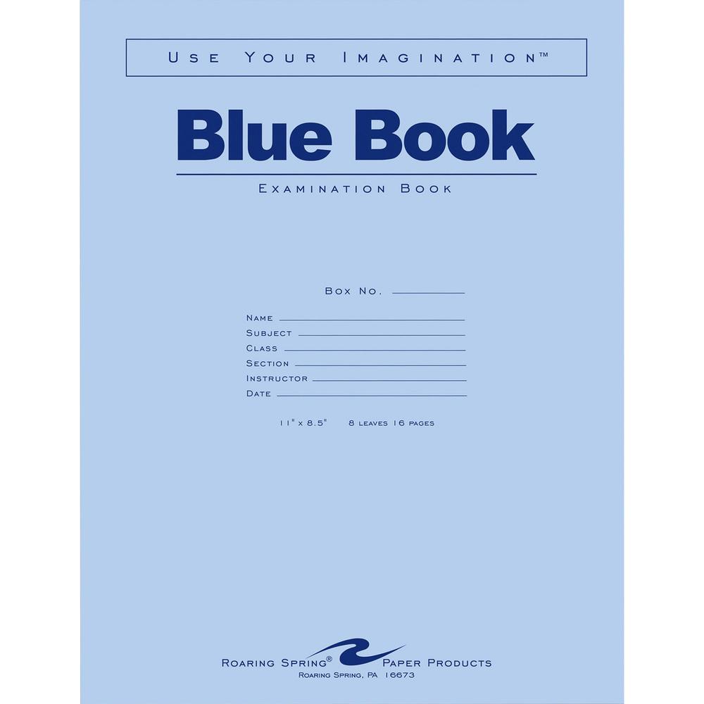 Roaring Spring 8 - sheet Blue Examination Book - Letter - 8 Sheets - 16 Pages - Stapled - Red Margin - 15 lb Basis Weight - Letter - 8 1/2" x 11" - White Paper - Blue Cover - 50 / Pack. Picture 2