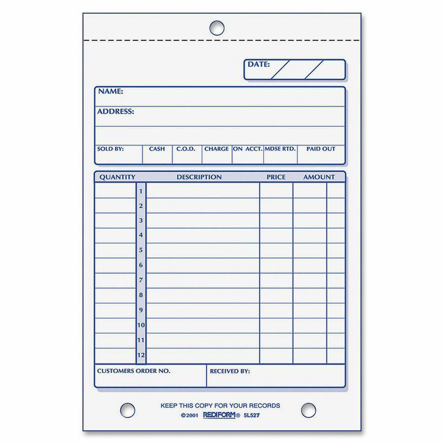 Rediform Carbonless Sales Order Book - 50 Sheet(s) - Stapled - 3 PartCarbonless Copy - 4.25" x 6.37" Sheet Size - 2 x Holes - Assorted Sheet(s) - Red, Purple Print Color - 1 Each. Picture 2