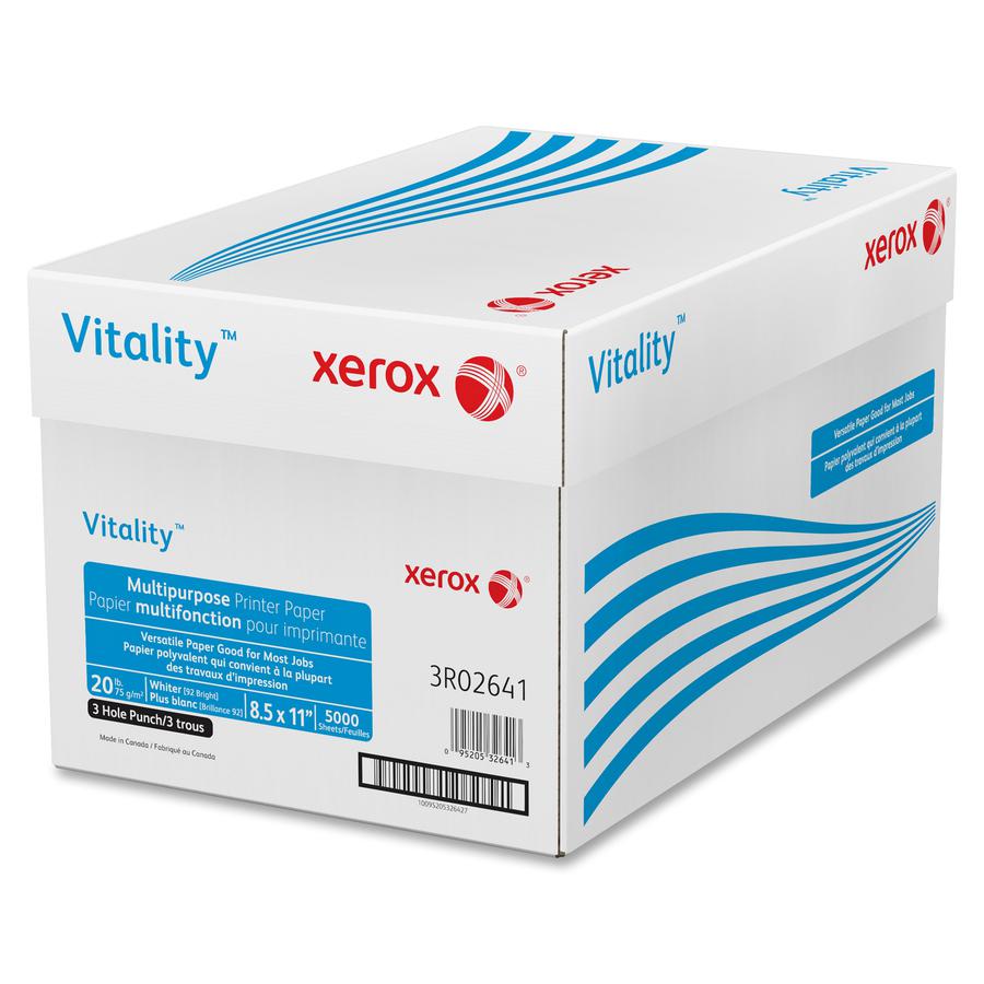 Vitality 3-Hole Punched Inkjet Print Copy & Multipurpose Paper - 92 Brightness - 90% Opacity - Letter - 8 1/2" x 11" - 20 lb Basis Weight - 5000 / Carton. Picture 3