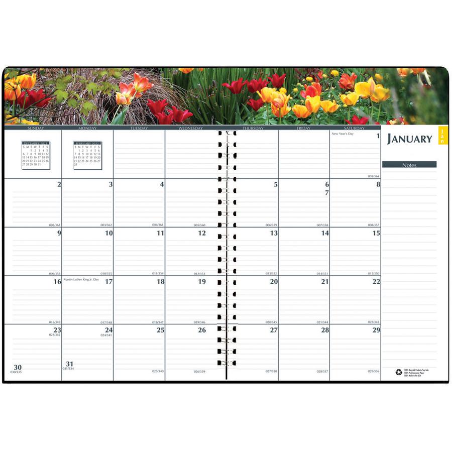 House of Doolittle Earthscapes Gardens Monthly Planner - Julian Dates - Monthly - 12 Month - January 2024 - December 2024 - 1 Month Double Page Layout - 7" x 10" Sheet Size - Wire Bound - Paper - Blac. Picture 3