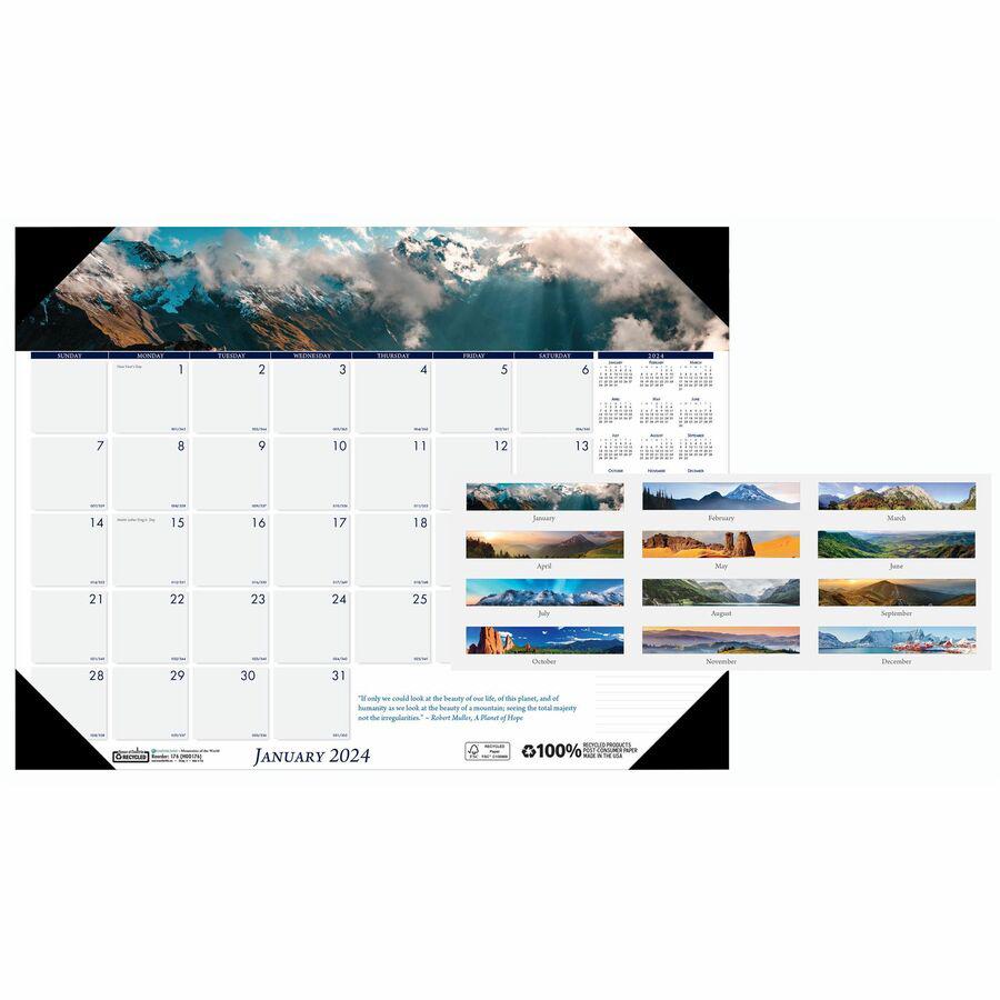 House of Doolittle EarthScapes Mountains Desk Pad - Julian Dates - Monthly - 1 Year - January 2022 till December 2022 - 1 Month Single Page Layout - 22" x 17" Sheet Size - 2.25" x 2.50" Block - Desk P. Picture 3