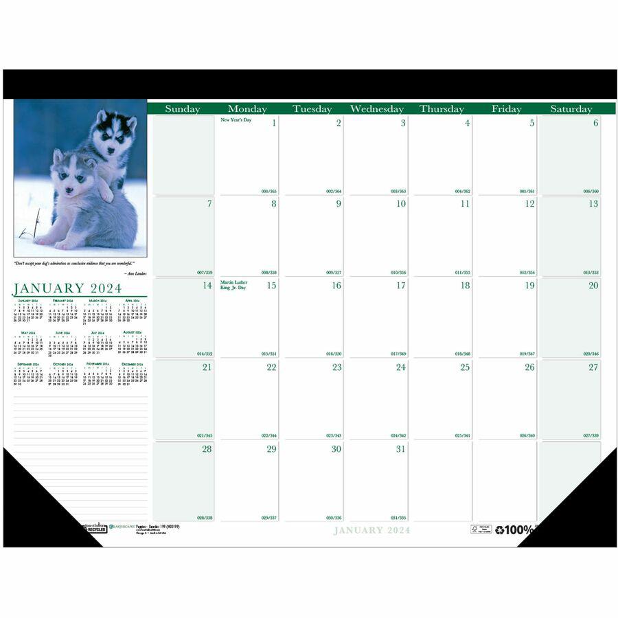 House of Doolittle Earthscapes Puppies Photo Desk Pad - Julian Dates - Monthly - 1 Year - January 2022 till December 2022 - 1 Day Single Page Layout - 22" x 17" Sheet Size - 2.88" x 2.25" Block - Desk. Picture 2