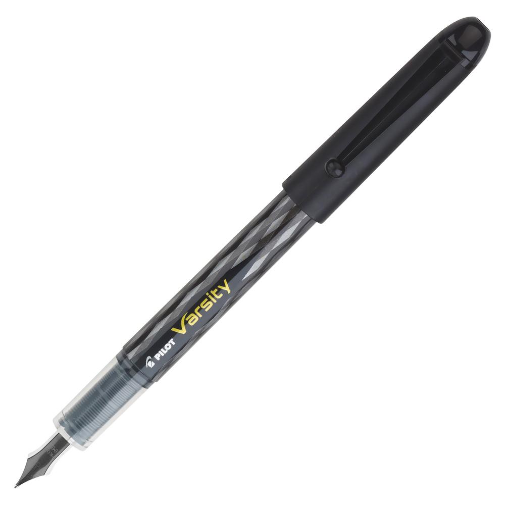 Pilot Varsity Disposable Fountain Pens - Medium Pen Point - Black - Silver, Black Barrel - 1 Each. Picture 3