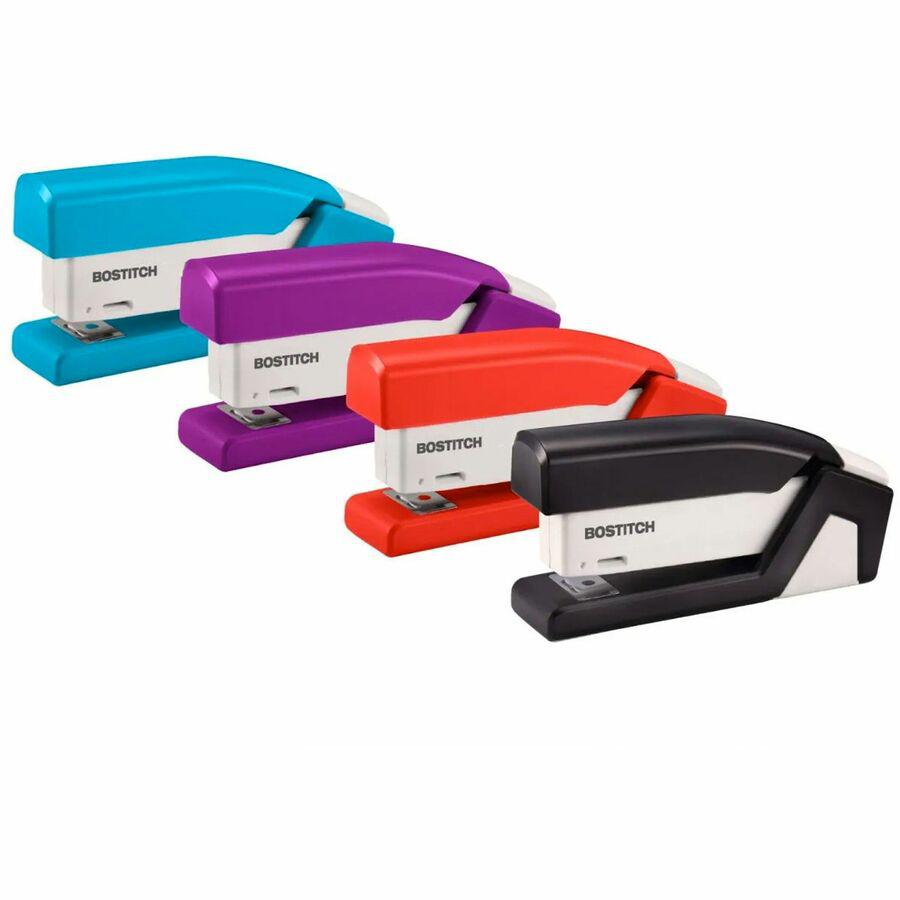 Bostitch InJoy Spring-Powered Antimicrobial Compact Stapler - 20 Sheets Capacity - 105 Staple Capacity - Half Strip - 1/4" Staple Size - 1 Each - Assorted. Picture 8