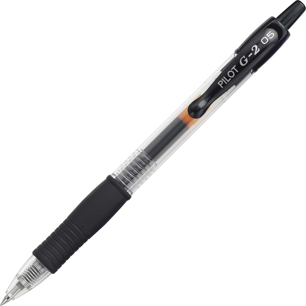 Pilot G2 Retractable XFine Gel Ink Rollerball Pens - Extra Fine Pen Point - 0.5 mm Pen Point Size - Refillable - Retractable - Black Gel-based Ink - 1 Dozen. Picture 3