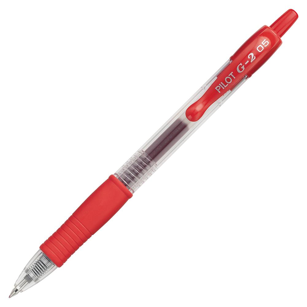 Pilot G2 Retractable XFine Gel Ink Rollerball Pens - Extra Fine Pen Point - 0.5 mm Pen Point Size - Refillable - Retractable - Red Gel-based Ink - 1 Dozen. Picture 2