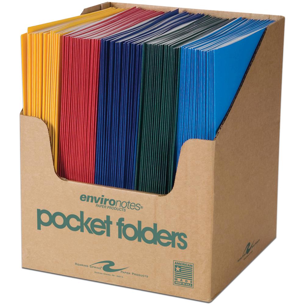 Roaring Spring Letter Pocket Folder - 8 1/2" x 11" - 50 Sheet Capacity - 2 Internal Pocket(s) - Paper - Assorted - 100 / Carton. Picture 2