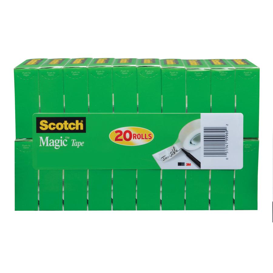 Scotch 3/4"W Magic Tape - 27.78 yd Length x 0.75" Width - 1" Core - Yellowing Resistant, Split Resistant, Tear Resistant - For Mending, Home, Office - 20 / Pack - Matte - Clear. Picture 3