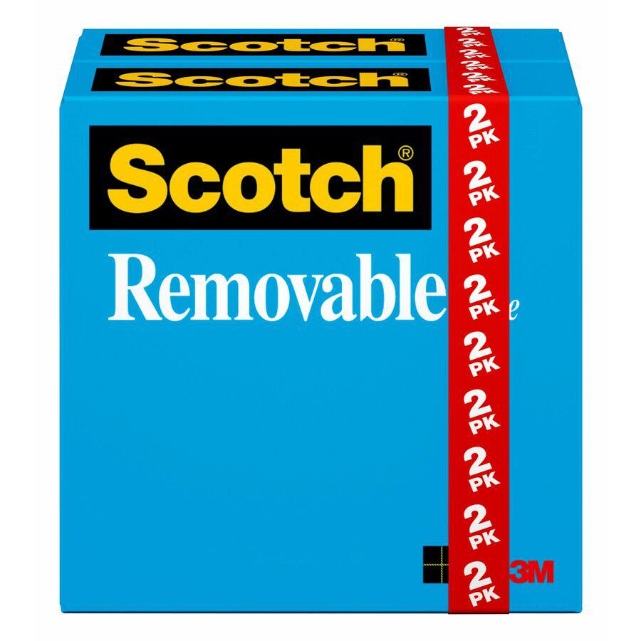 Scotch 3/4"W Removable Tape - 36 yd Length x 0.75" Width - 1" Core - For Holding, Document - 2 / Pack. Picture 3