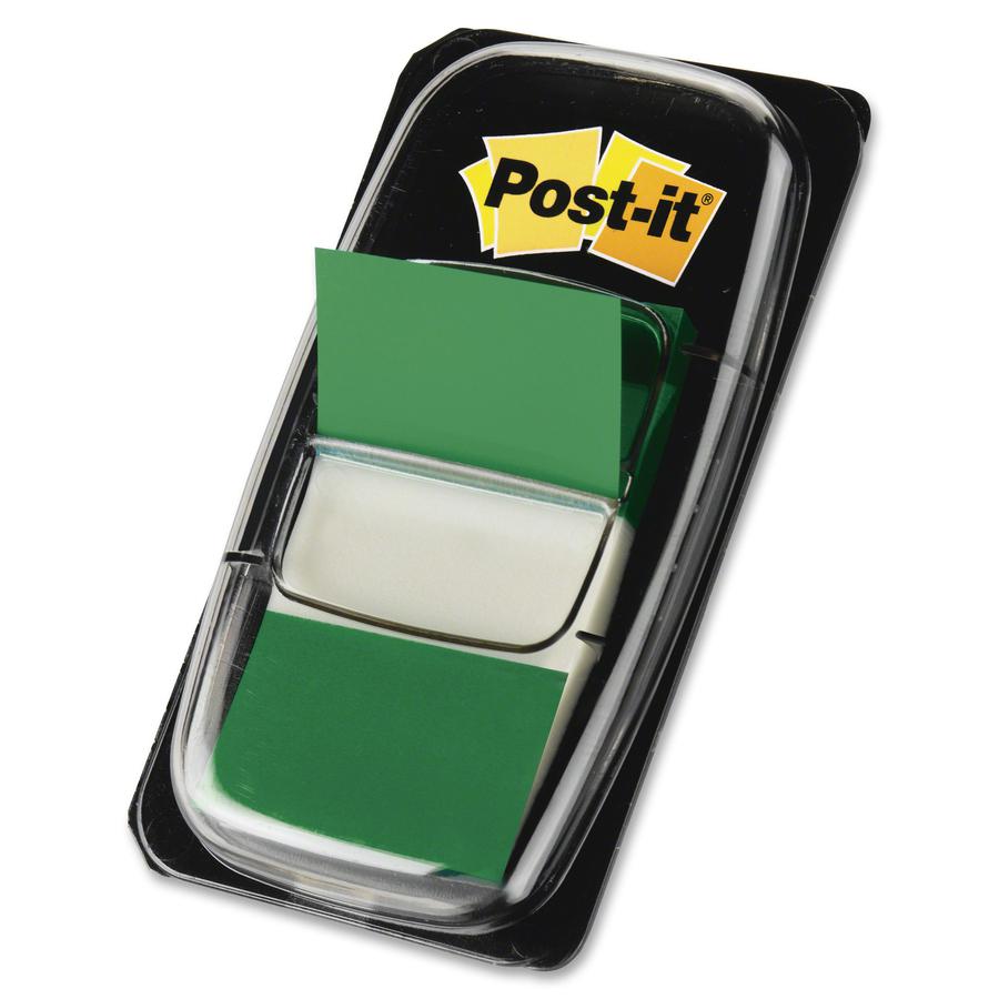 Post-it&reg; Green Flag Value Pack - 600 x Green - 1" x 1.75" - Rectangle - Unruled - Green - Removable, Writable - 12 / Box. Picture 9