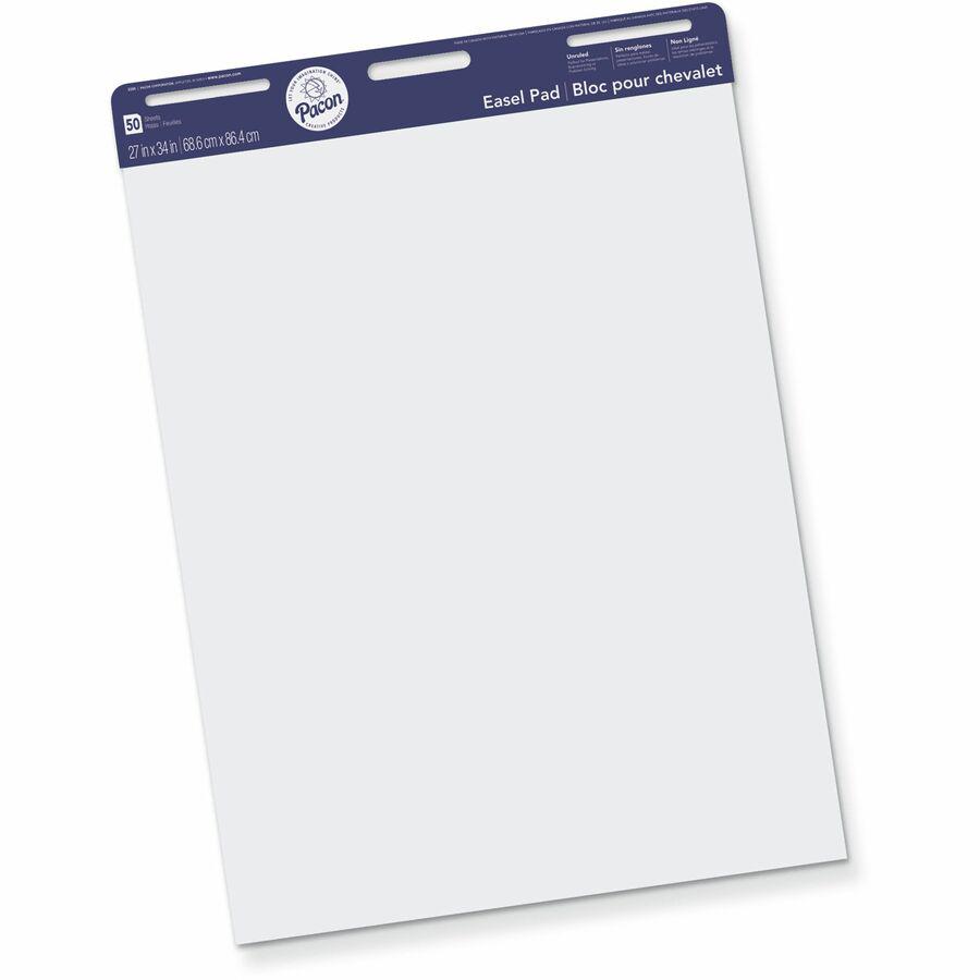 Pacon Unruled Easel Pads - 50 Sheets - Plain - Stapled/Glued - Unruled - 27" x 34" - White Paper - Chipboard Cover - Perforated, Bond Paper - 50 / Pad. Picture 5