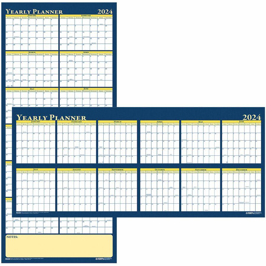 House of Doolittle Laminated Yearly Wall Planner - Julian Dates - Yearly - 12 Month - January 2024 - December 2024 - 60" x 26" Sheet Size - 2" x 1.75" , 1.63" x 2" Block - Paper - Erasable, Laminated . Picture 6