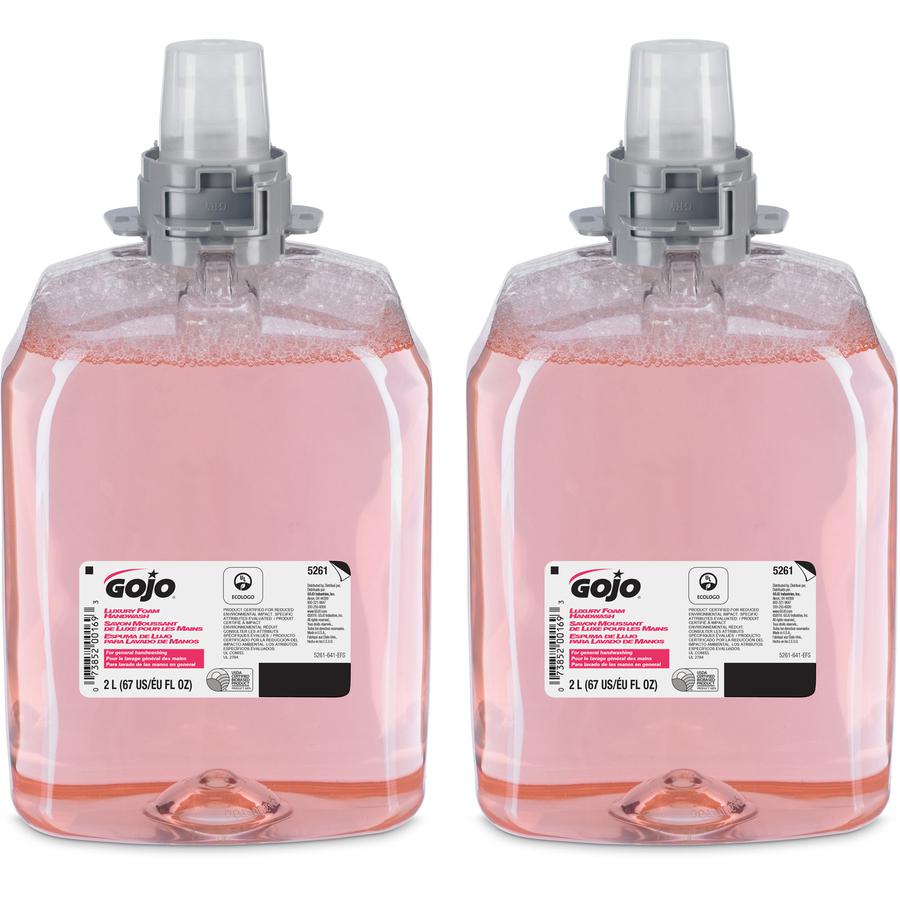 Gojo&reg; FMX-20 Luxury Foam Soap - Cranberry Scent - 67.6 fl oz (2 L) - Hand - Translucent Pink - Bio-based - 2 / Carton. Picture 5