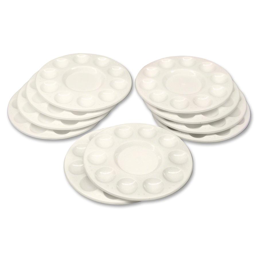 Creativity Street Round Paint Trays - Classroom - 10 / Pack - White - Plastic. Picture 2