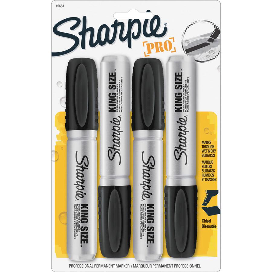 Sharpie King-Size Permanent Markers - Chisel Marker Point Style - Black - Plastic Barrel - 4 / Pack. Picture 2