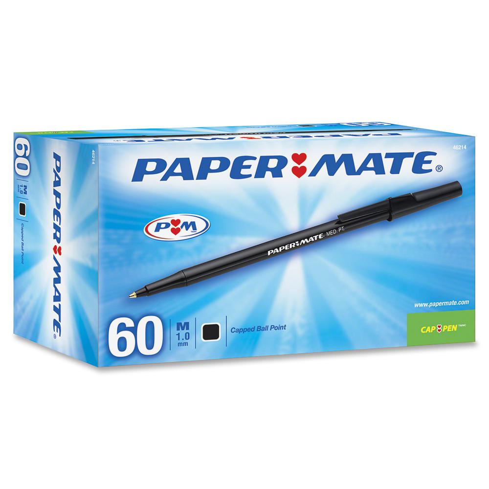 Paper Mate Write Bros. Ballpoint Stick Pens - Medium Pen Point - Black Carbon - 60 / Box. Picture 2