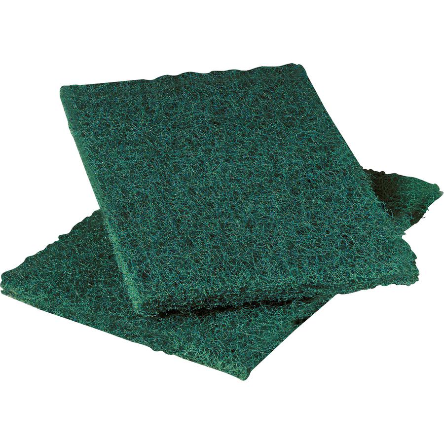 Scotch-Brite Heavy-Duty Scouring Pad - 9" Height x 6" Width - 12/Dozen - Synthetic Fiber, Resin - Green. Picture 2