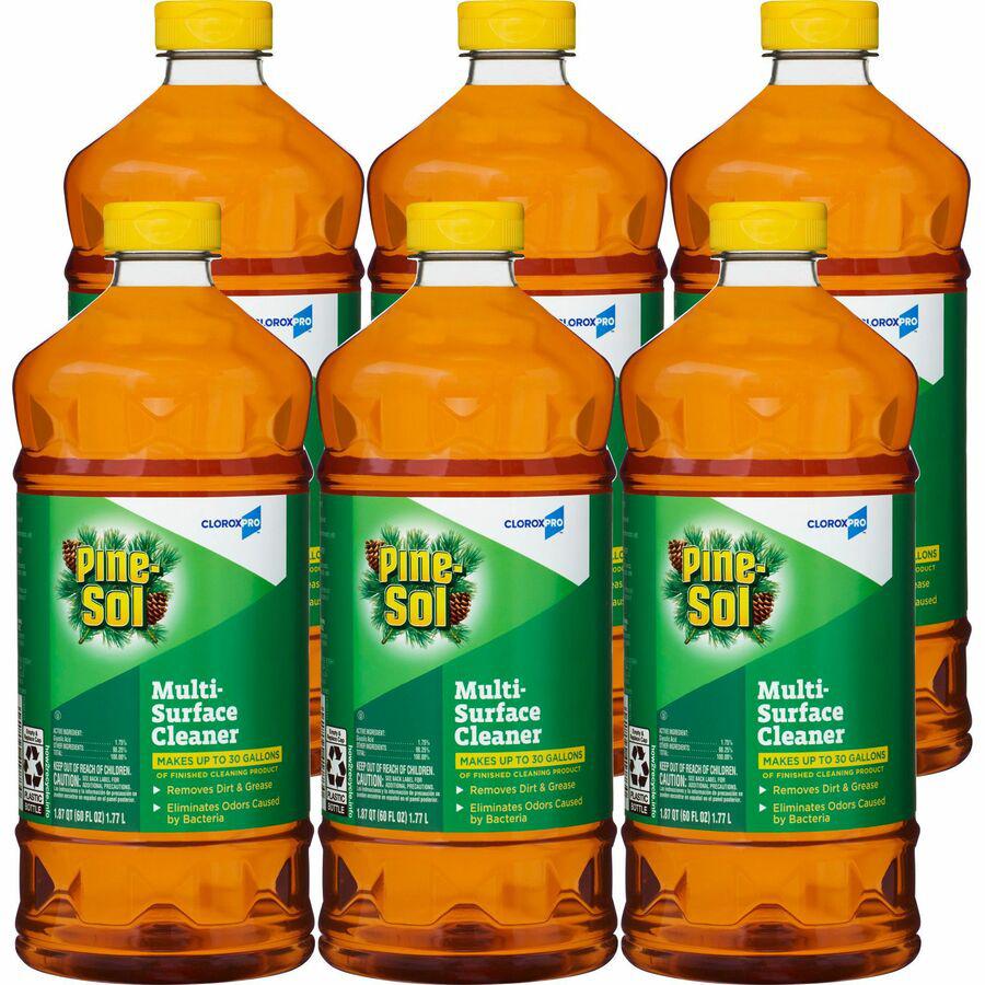 CloroxPro&trade; Pine-Sol Multi-Surface Cleaner - For Multipurpose - Concentrate - 60 fl oz (1.9 quart) - Pine Scent - 6 / Carton - Deodorize, Odorless, Anti-bacterial, Residue-free - Amber. Picture 22
