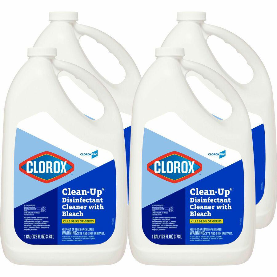 CloroxPro&trade; Clean-Up Disinfectant Cleaner with Bleach Refill - Liquid - 128 fl oz (4 quart) - Original Scent - 4 / Carton - Clear, Pale Yellow. Picture 14