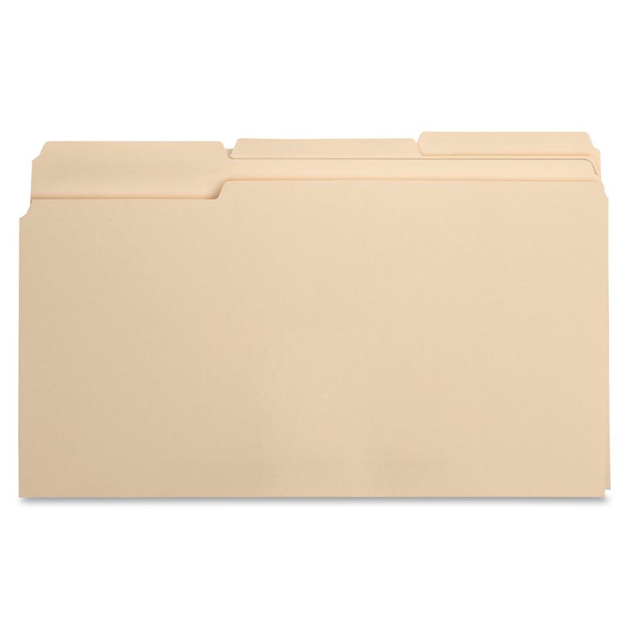 Business Source 1/3 Tab Cut Legal Recycled Top Tab File Folder - 8 1/2" x 14" - 3/4" Expansion - Top Tab Location - Assorted Position Tab Position - Manila - Manila - 10% Recycled - 100 / Box. Picture 7