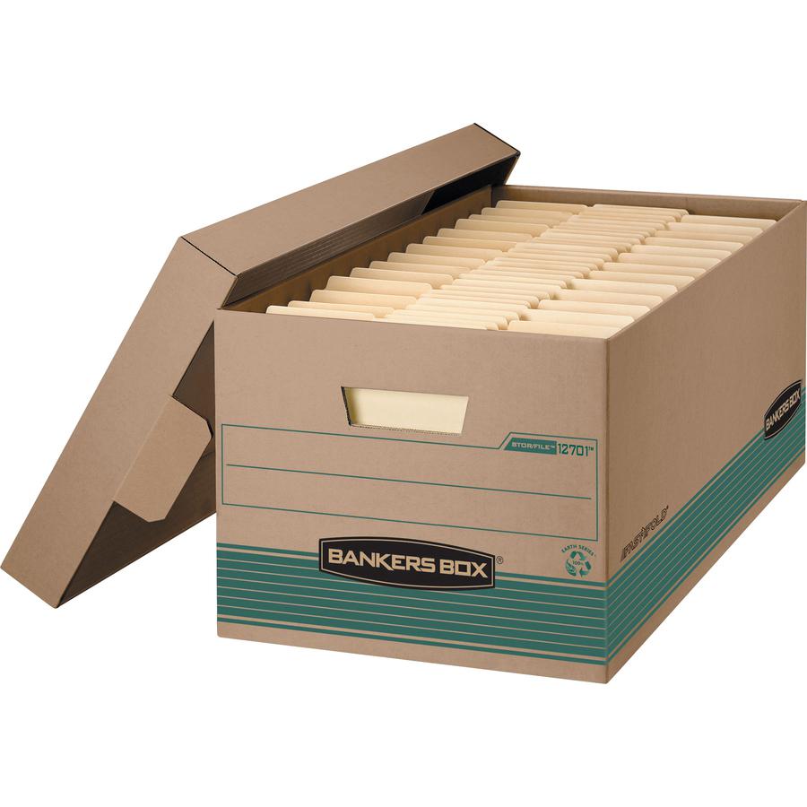 Bankers Box STOR/FILE Recycled File Storage Box - Internal Dimensions: 12" Width x 24" Depth x 10" Height - External Dimensions: 12.9" Width x 25.4" Depth x 10.3" Height - Media Size Supported: Letter. Picture 2