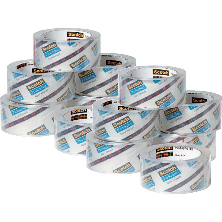 Scotch Commercial-Grade Shipping/Packaging Tape - 54.60 yd Length x 1.88" Width - 3.1 mil Thickness - 3" Core - Synthetic Rubber Resin - For Sealing, Splicing - 48 / Carton - Clear. Picture 2